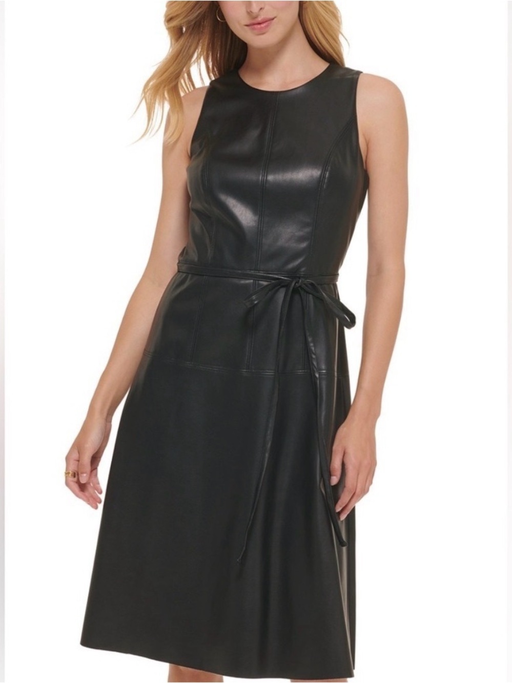 Tommy Hilfiger faux leather sleeveless dress